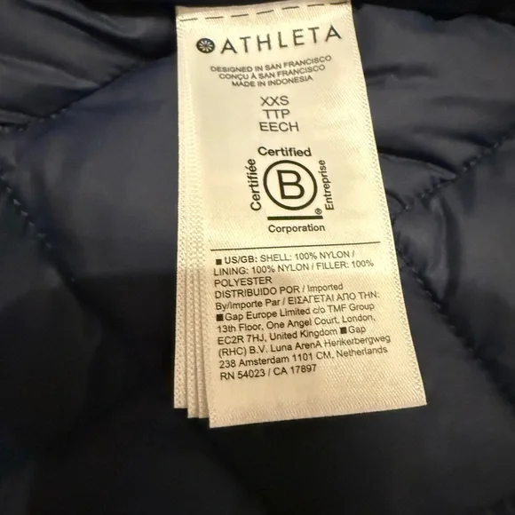 Athleta Navy Whisper Featherless Quilted Parka Jacket (Size XXS) - Picture 6 of 7
